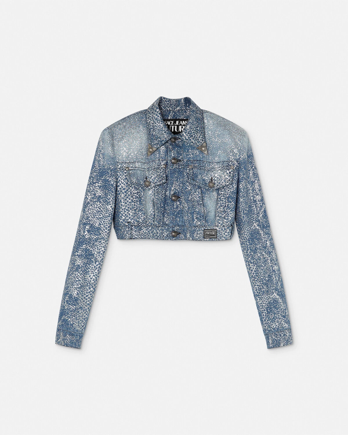 Glitter Animalier Crop Denim Jacket - 1