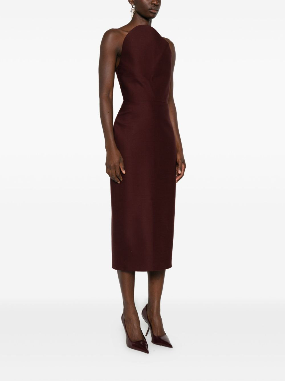 strapless asymmetric-neck midi dress - 3