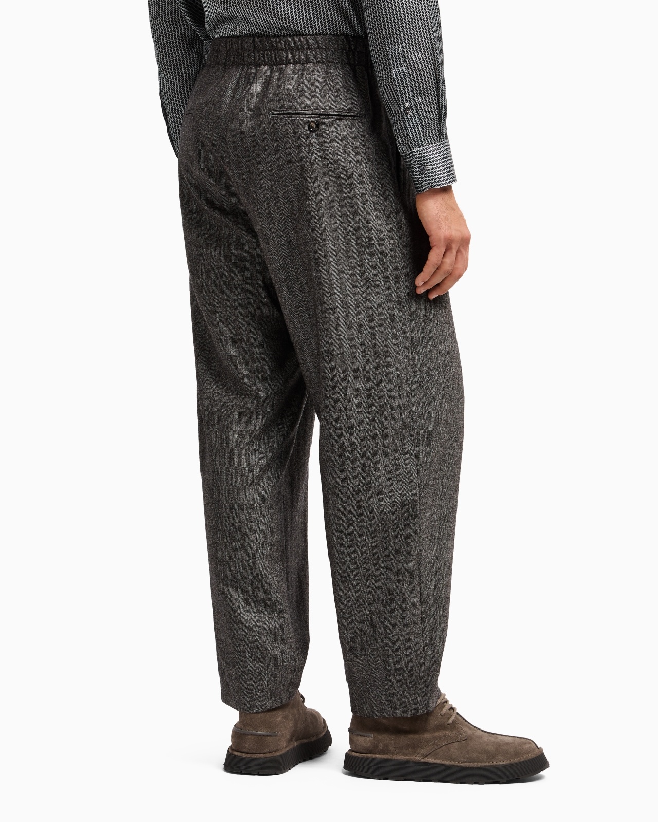 CHEVRON VIRGIN-WOOL AND CASHMERE SINGLE-PLEAT TROUSERS - 3