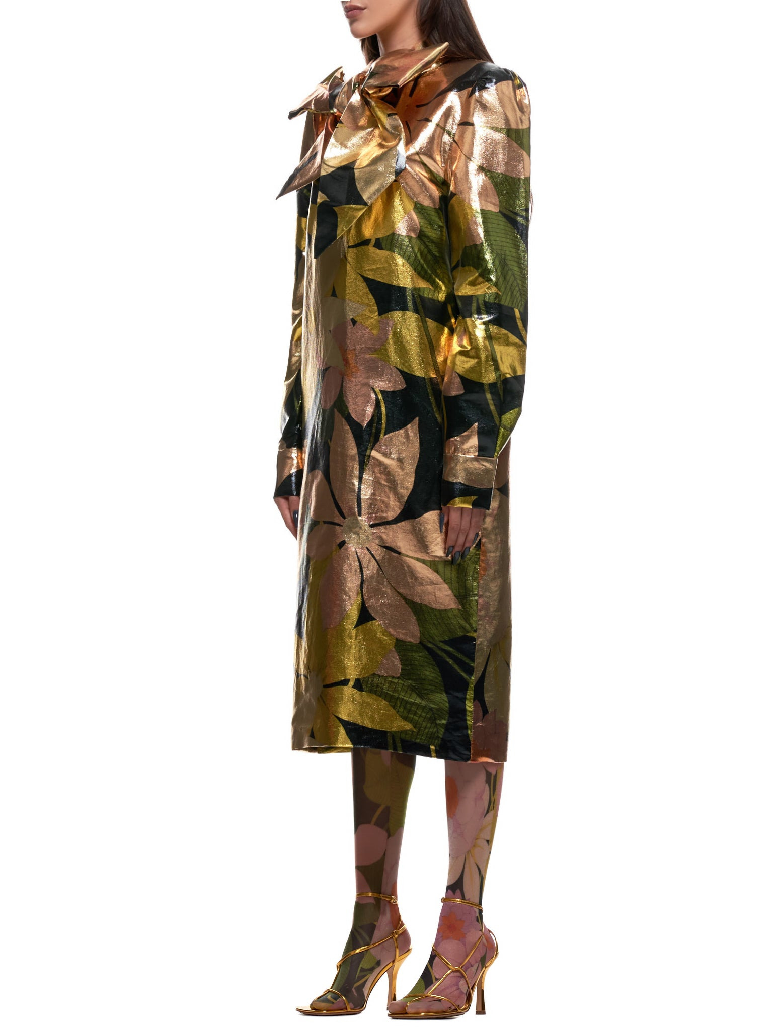 Silk Ribbon Collar Sheath Dress - 2