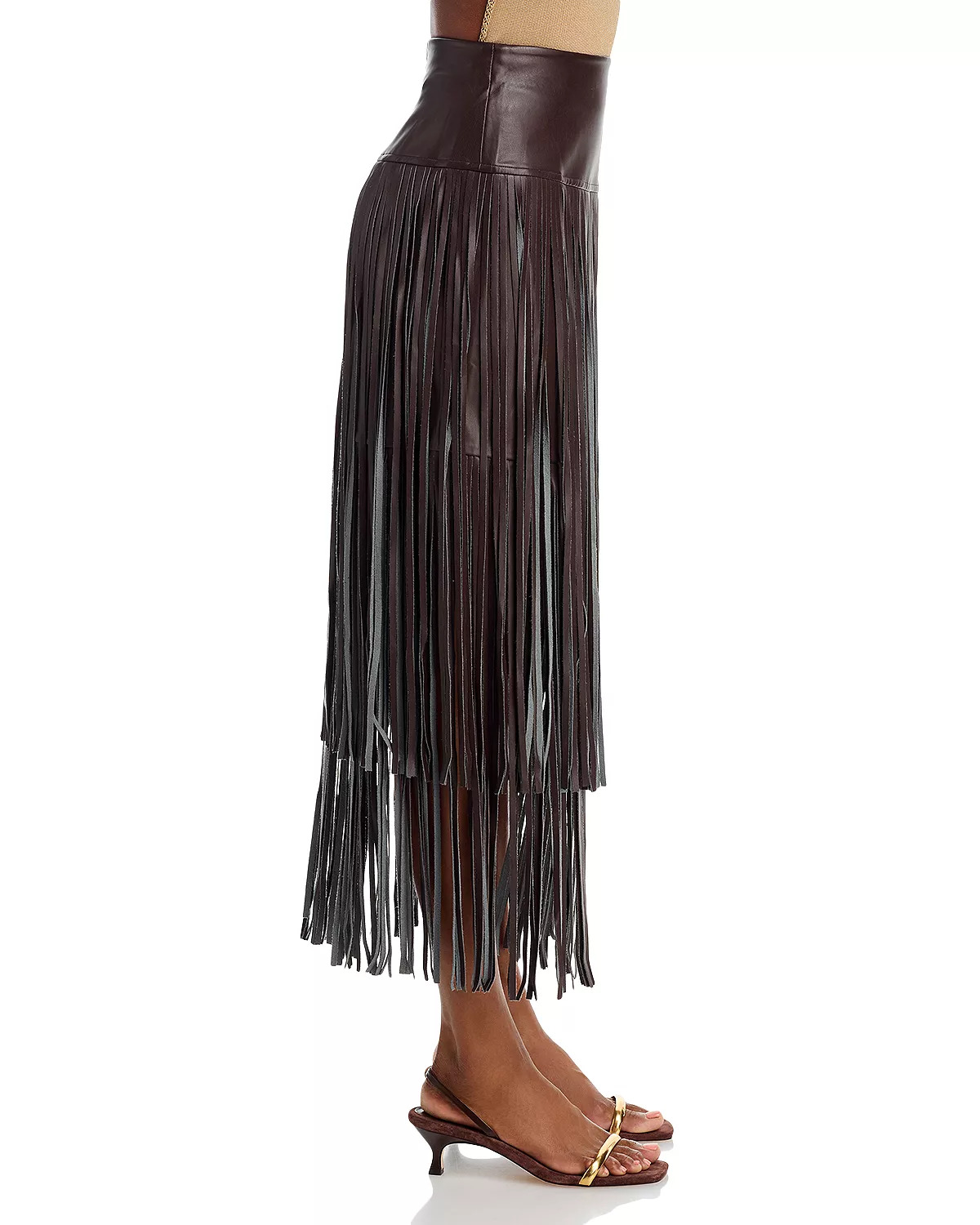 Karolina Faux Leather Fringe Skirt - 4