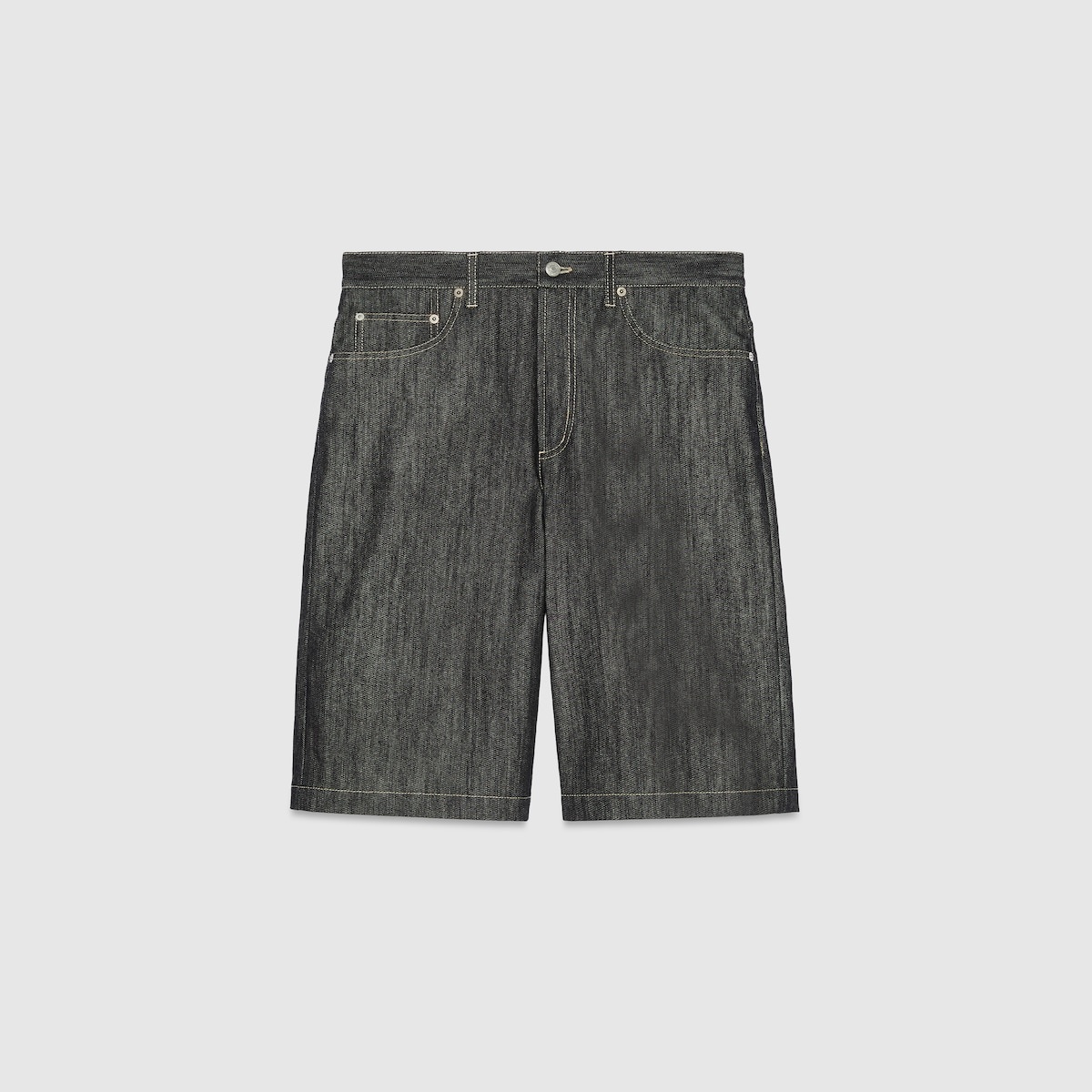 Denim shorts with jacquard detail - 1