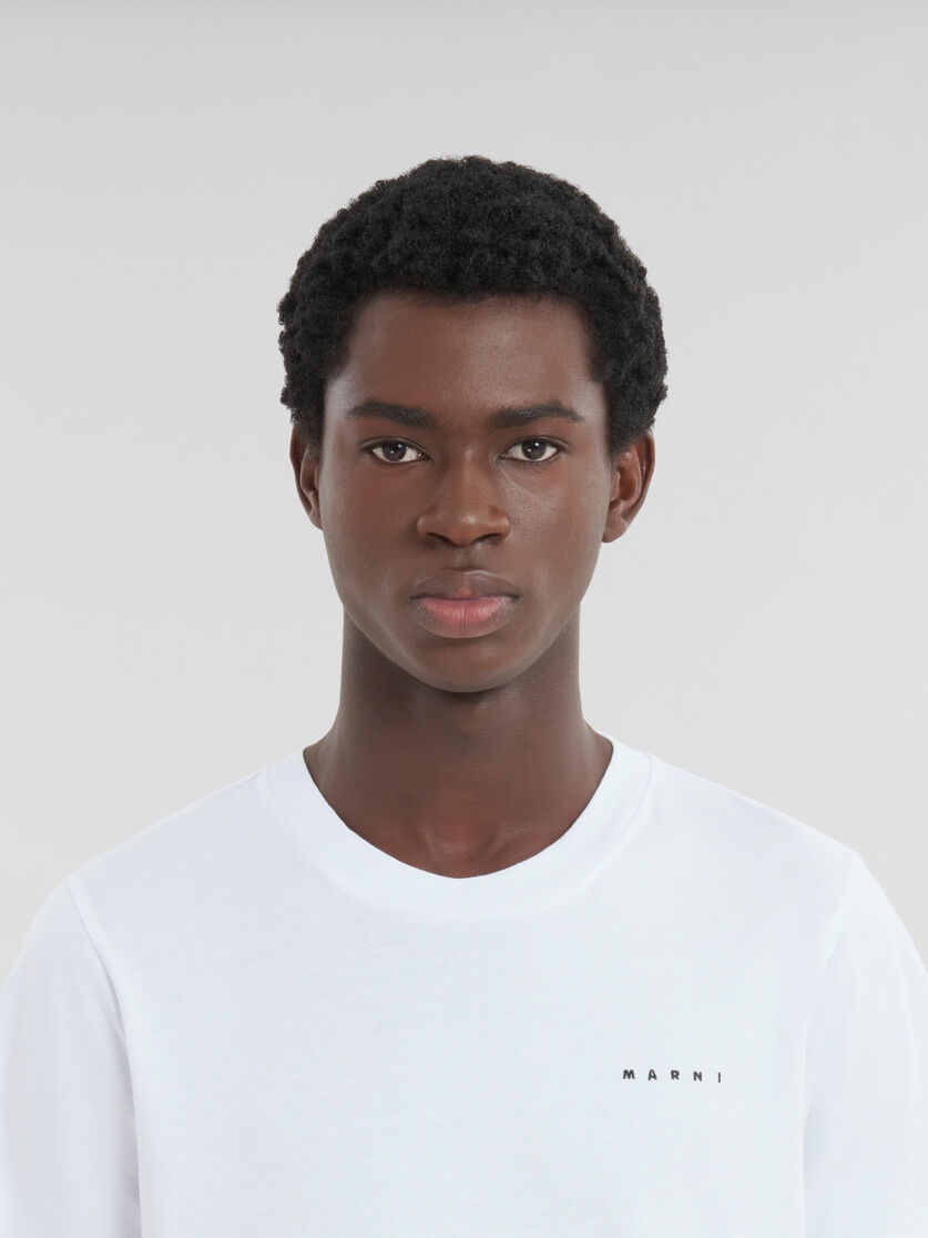 WHITE BIO COTTON T-SHIRT WITH MINI MARNI LOGO - 4
