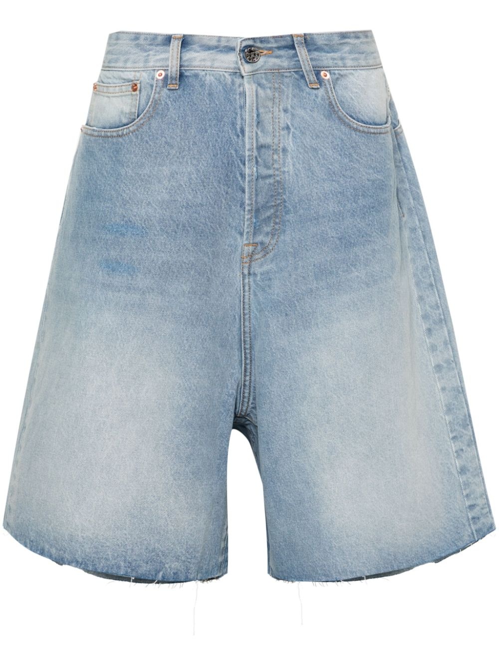 mid-rise wide-leg denim shorts - 1