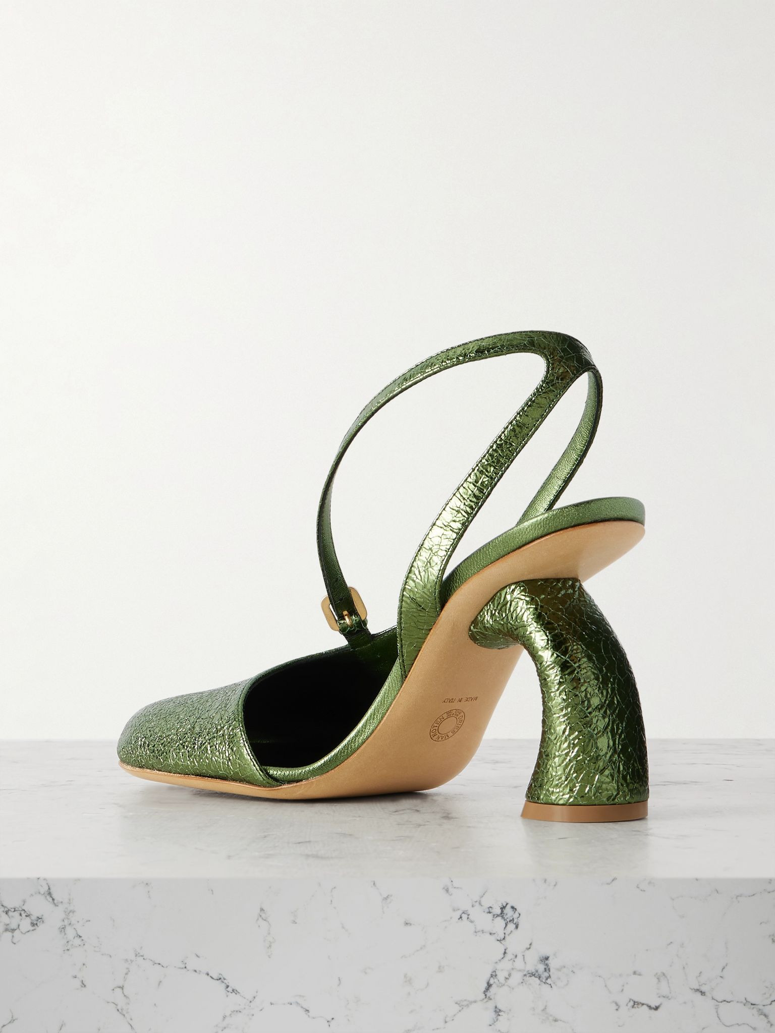Crinkled-leather pumps Light green - 3