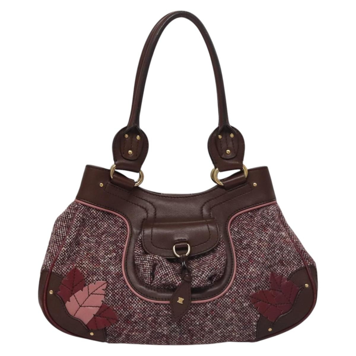 CELINE Hand Bag Wool Leather Gold Brown - 13