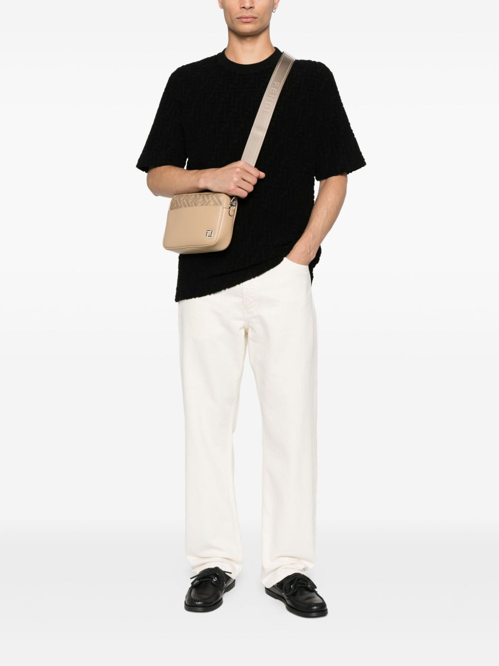 textured crew-neck T-shirt - 2