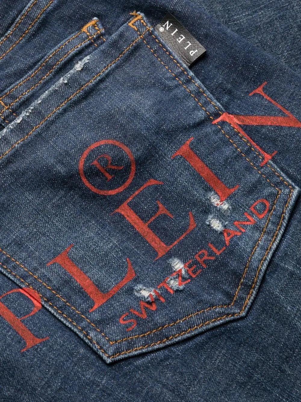 distressed logo-print jeans - 6