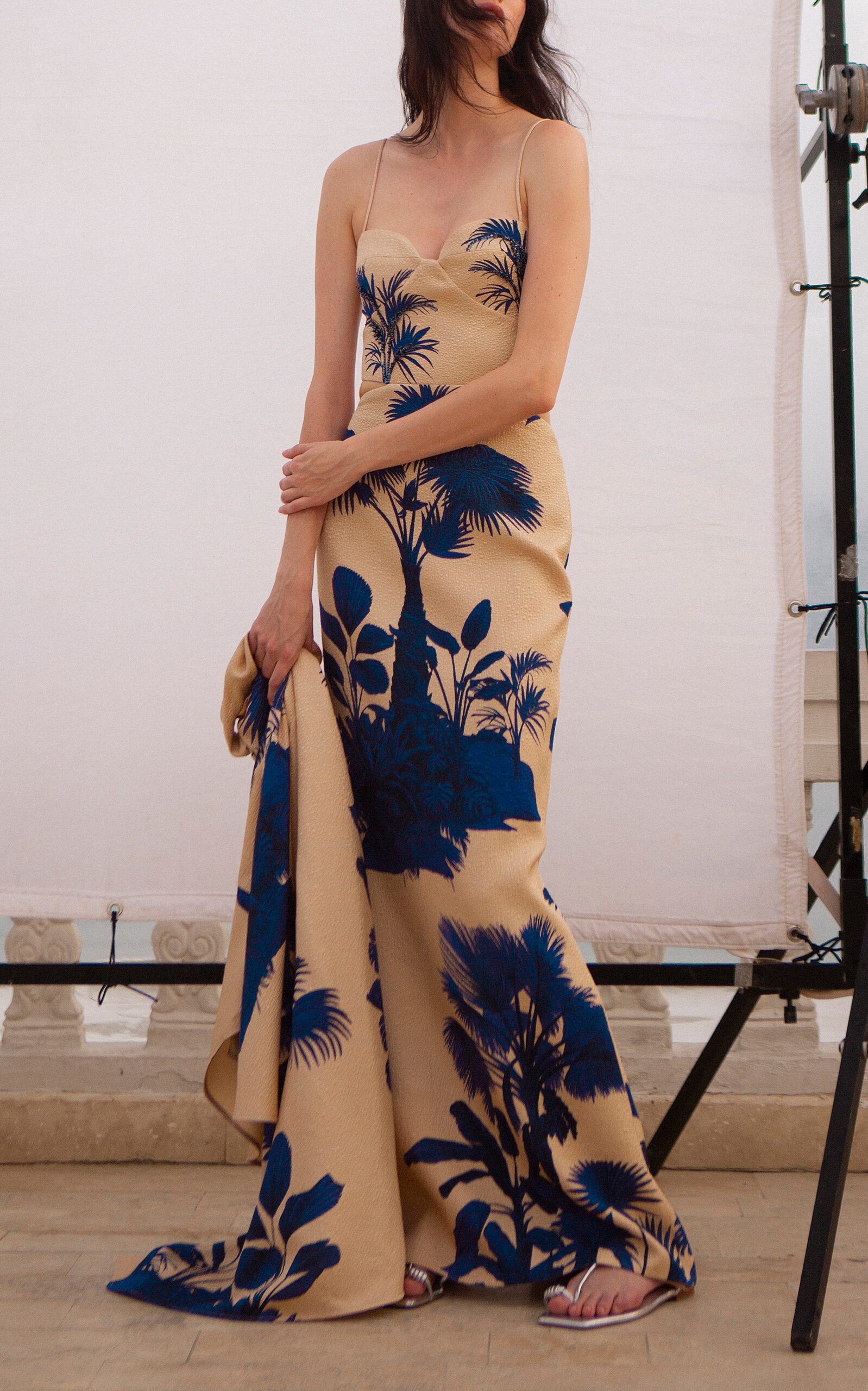 Ocean Of Secrets Cutout Wool-Silk Maxi Dress navy - 3