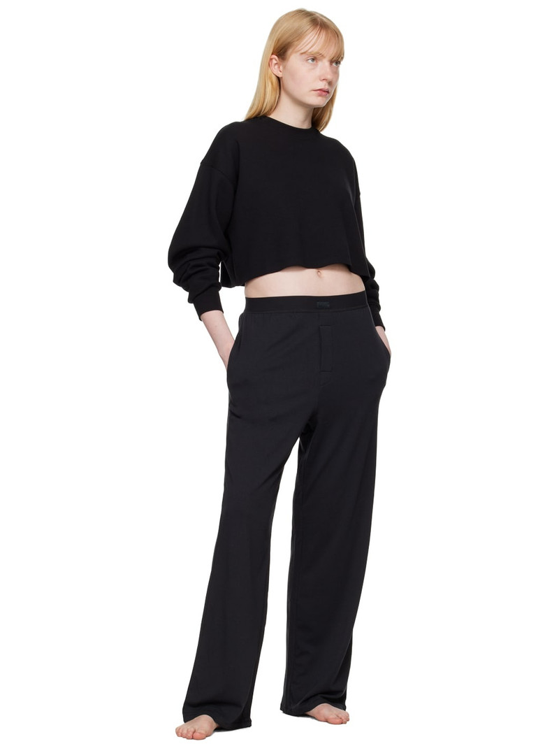 SKIMS Black Cotton Fleece Cropped Sweatshirt outlook