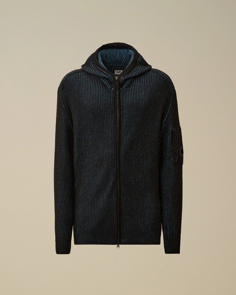 Fleece Knit Hooded Full Zip Sweater 1