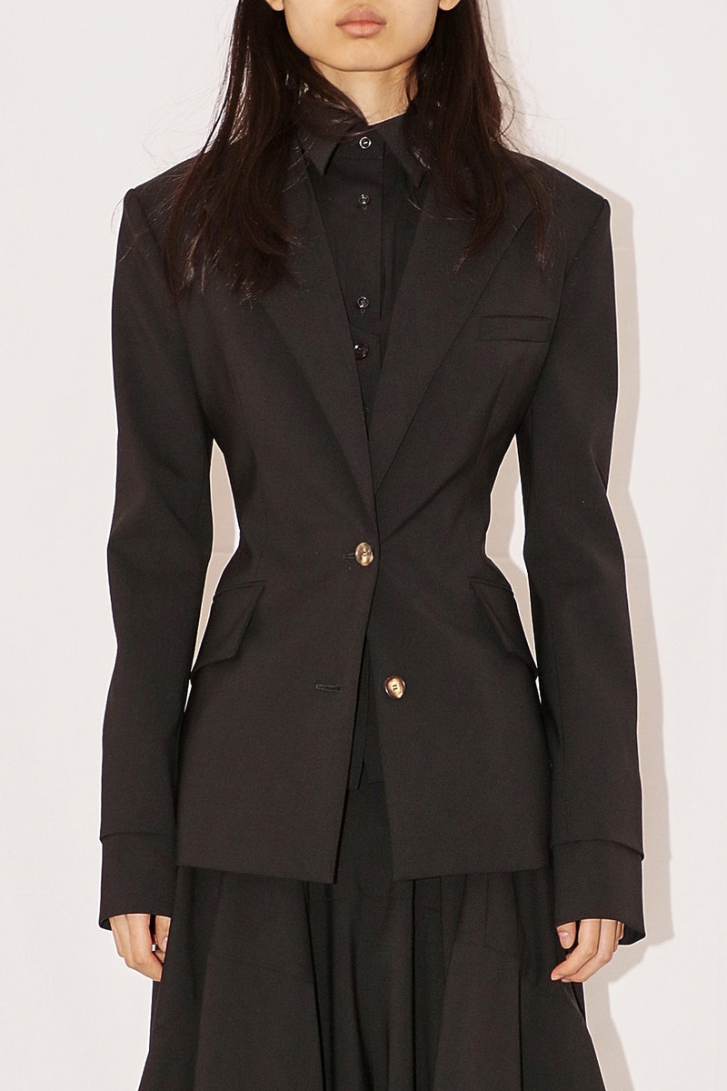 FITTED TAILORED JACKET WITH SHIRT AND VEST INSERT BLACK 2