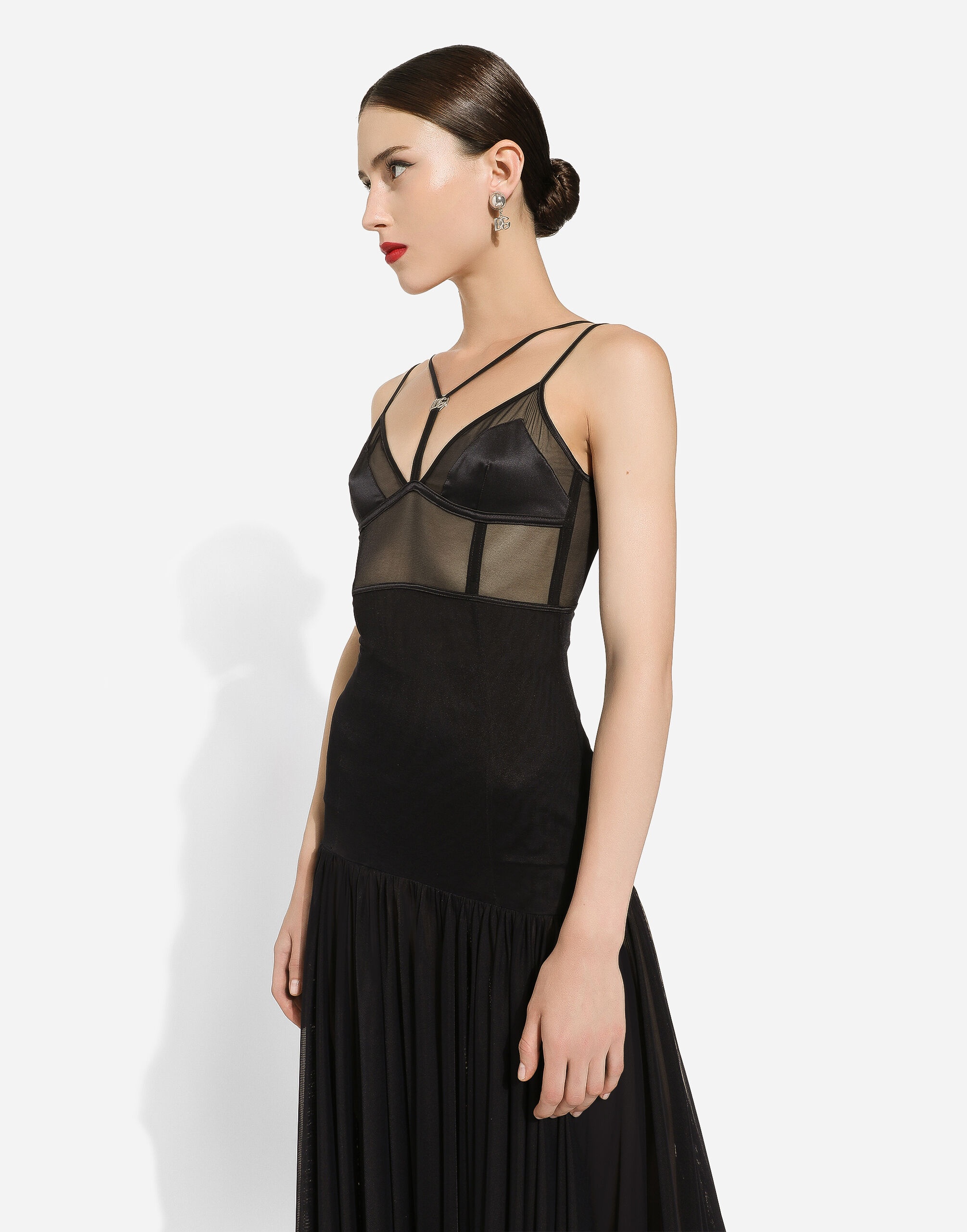 Tulle midi dress with lingerie details and the DG logo - 4
