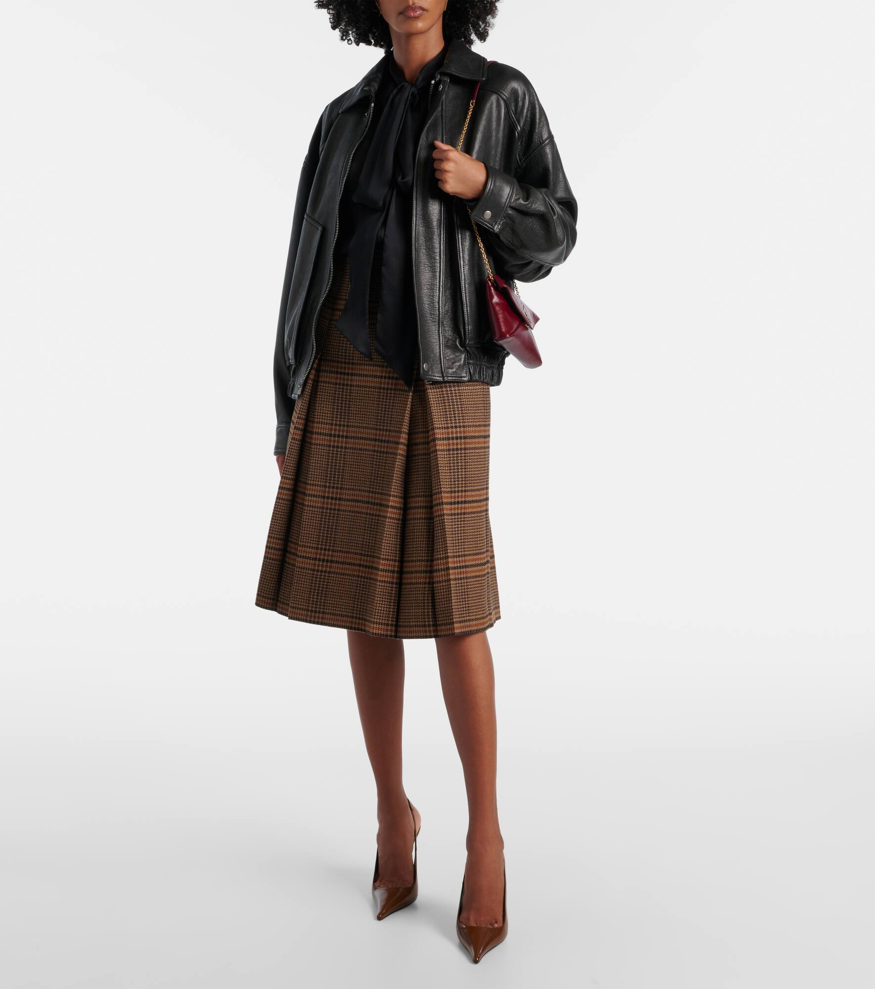 Prince of Wales wool midi skirt - 5