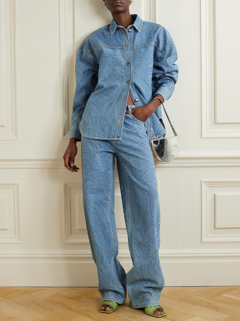 ROTATE Oversized Embellished Organic Denim Shirt outlook