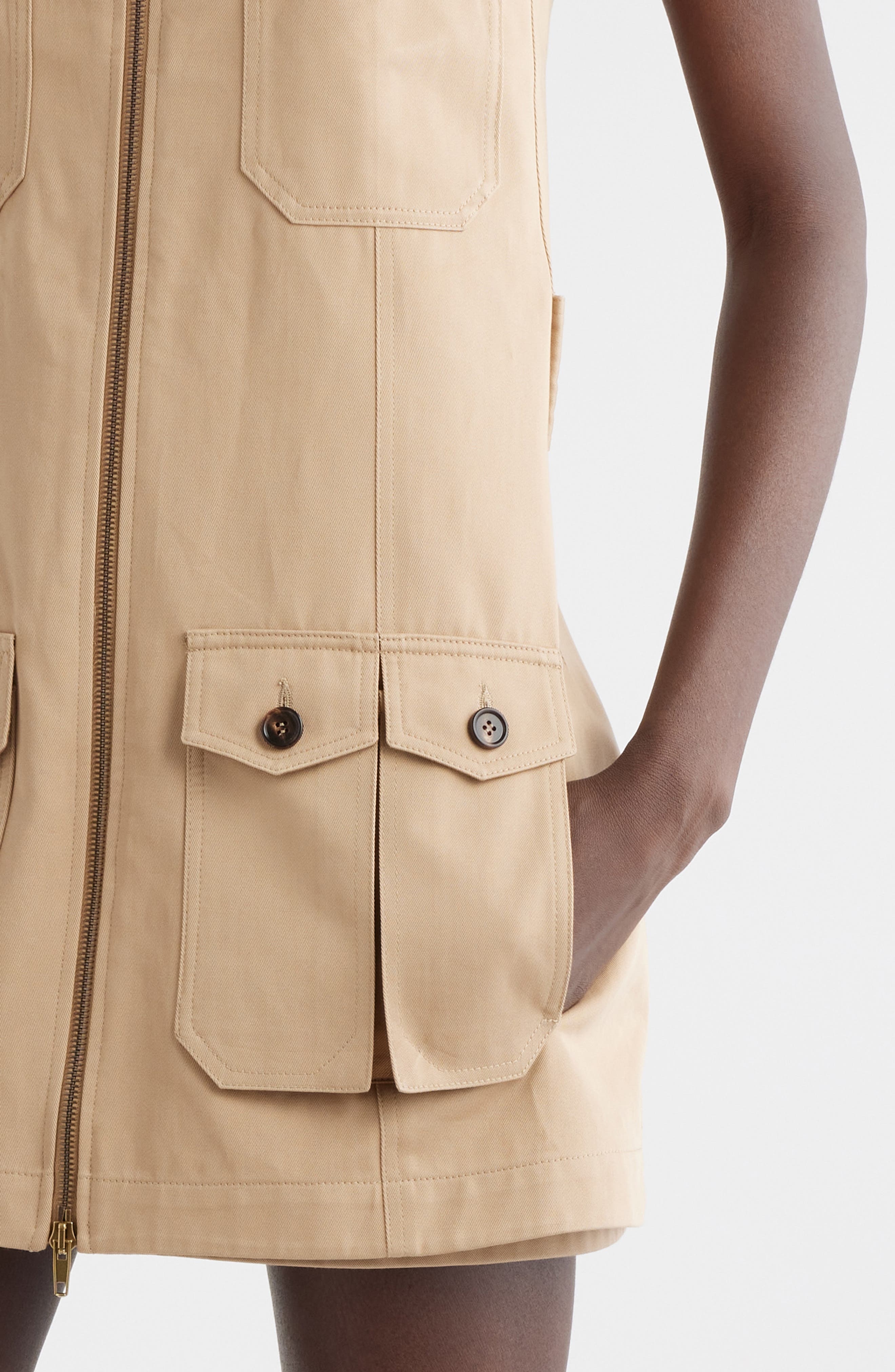 Chloé Sleeveless Cotton Gabardine Minidress in Worn Brown at Nordstrom - 4