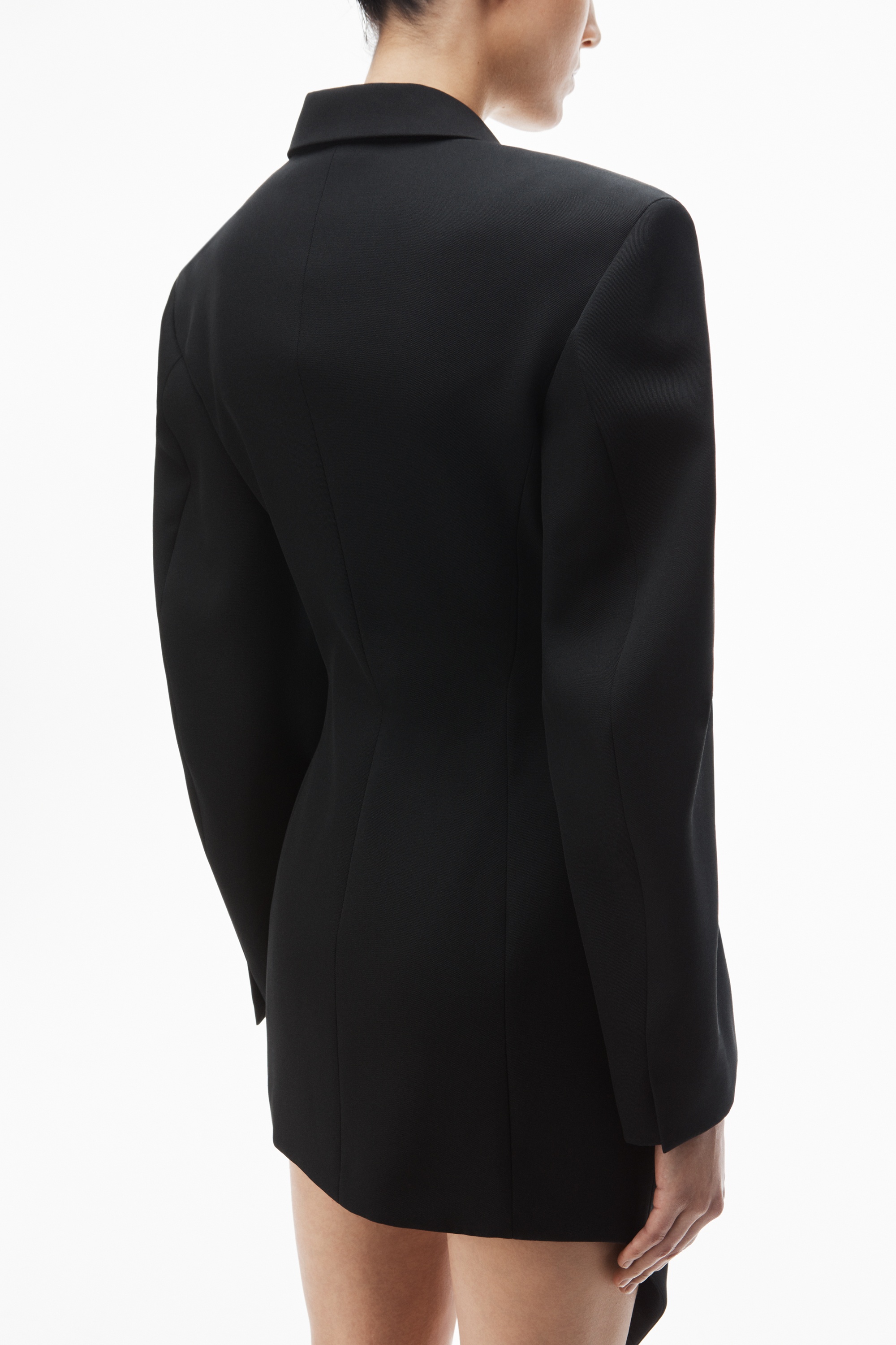 asymmetric blazer minidress in wool twill - 6