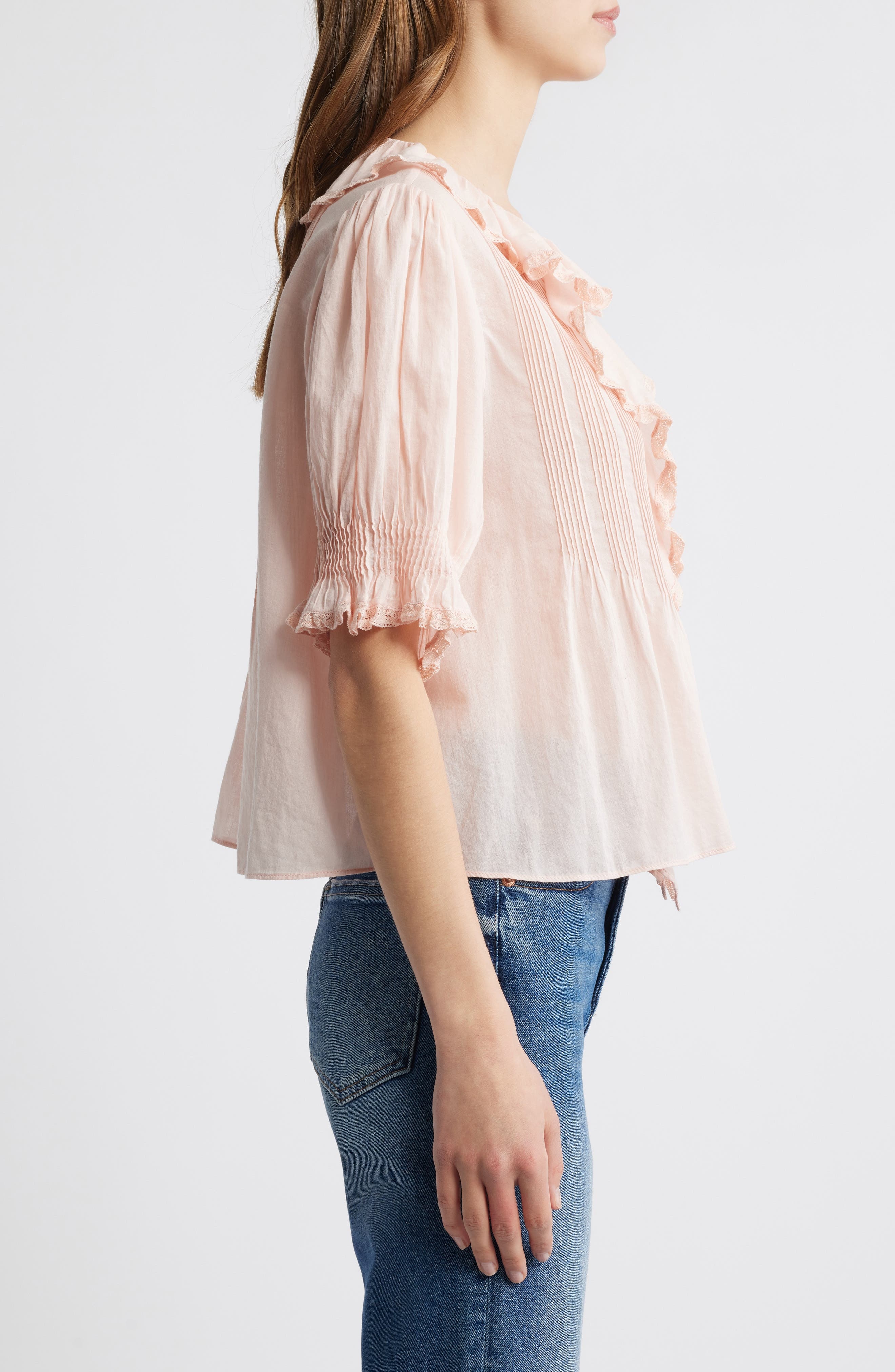 DÔEN Henri Organic Cotton Voile Top in Blush at Nordstrom - 3