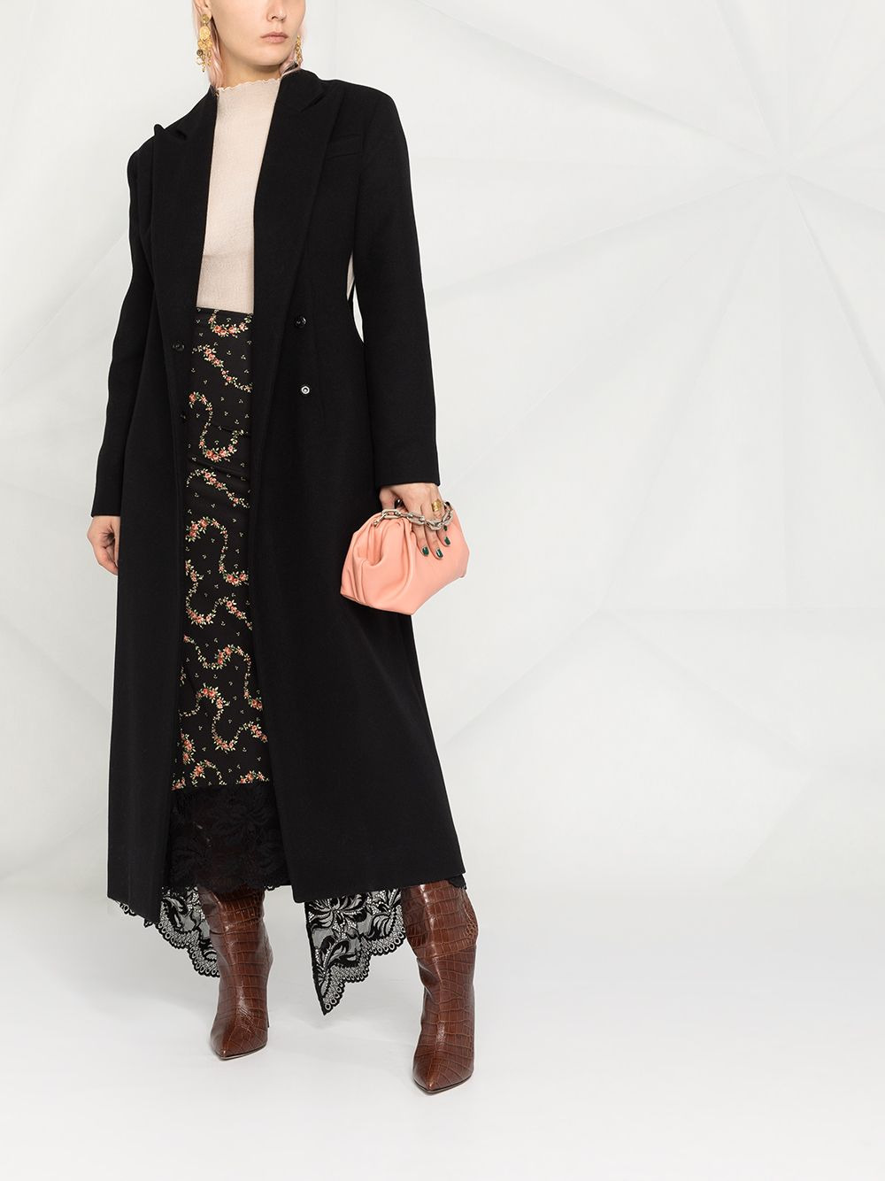 lace-hem floral print skirt - 2