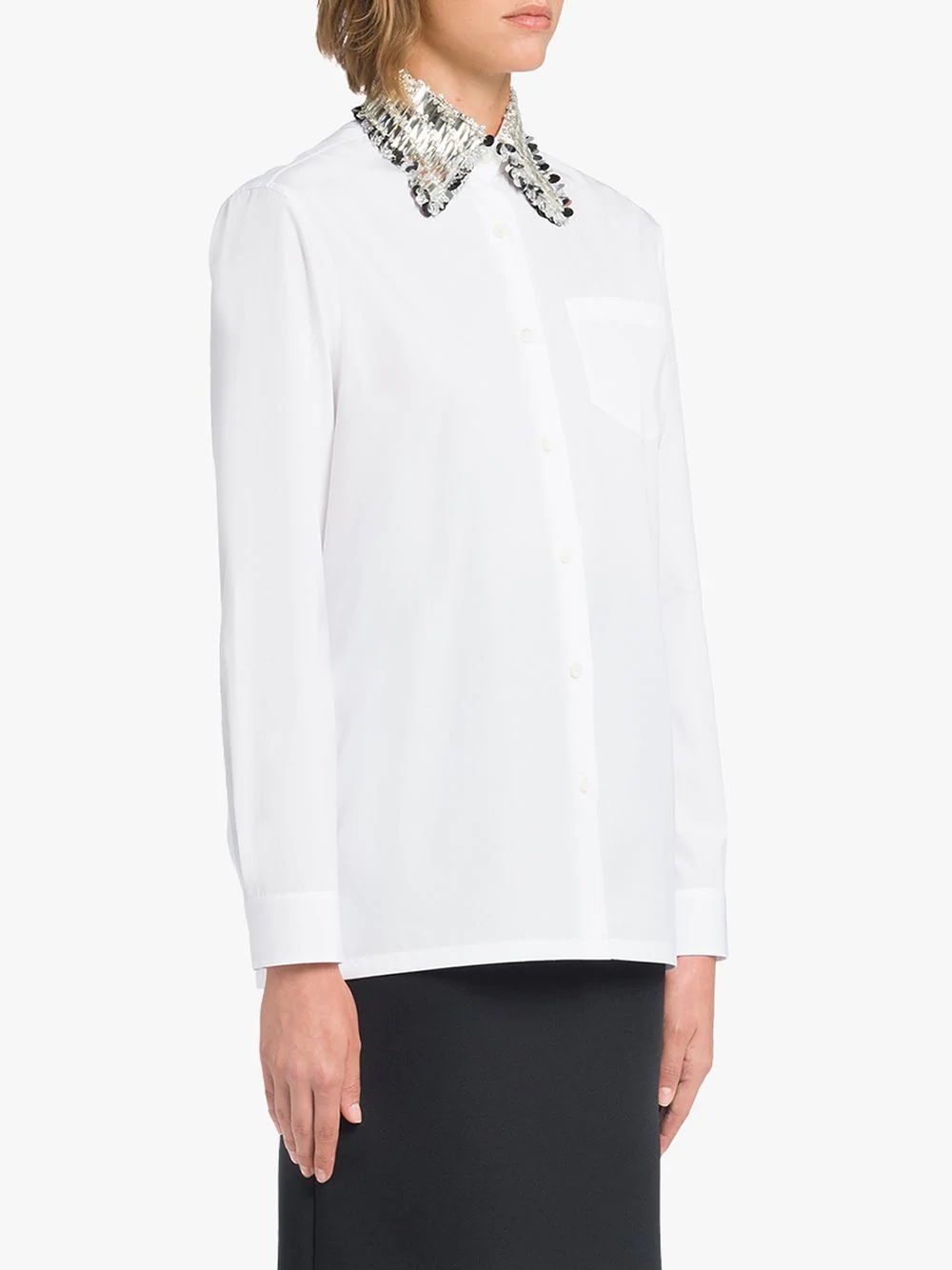 embellished-collar buttoned shirt - 3