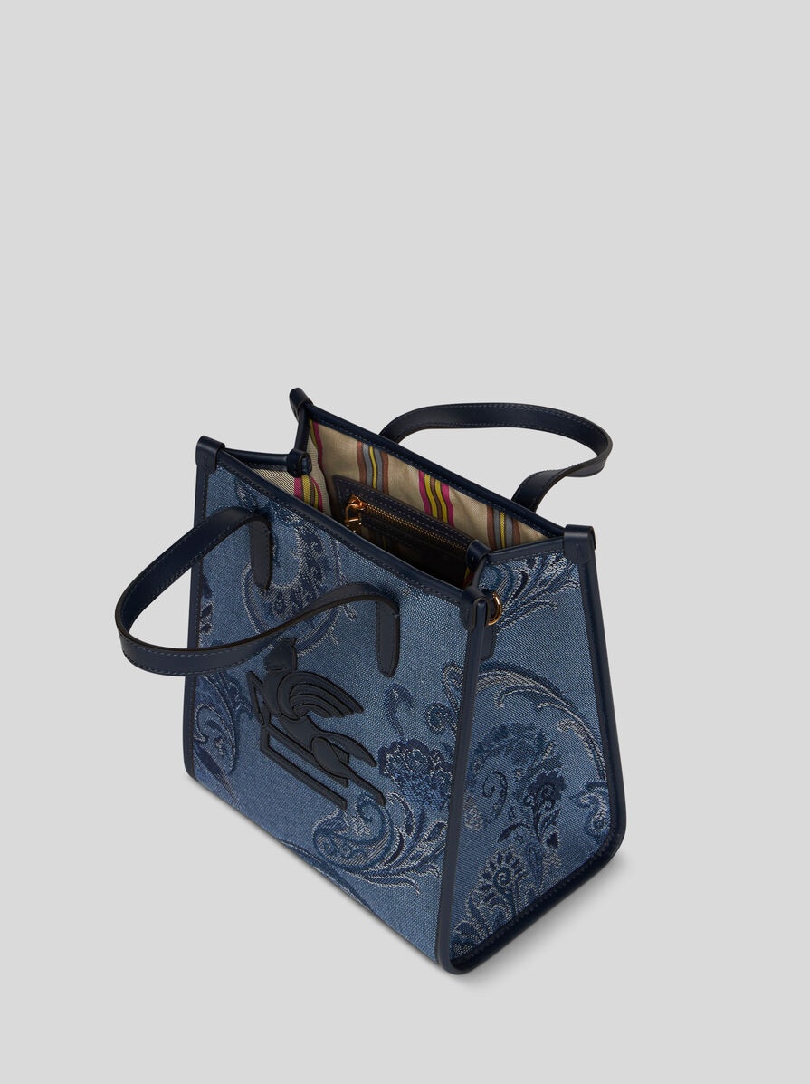 SMALL DENIM JACQUARD LOVE TROTTER BAG - 3