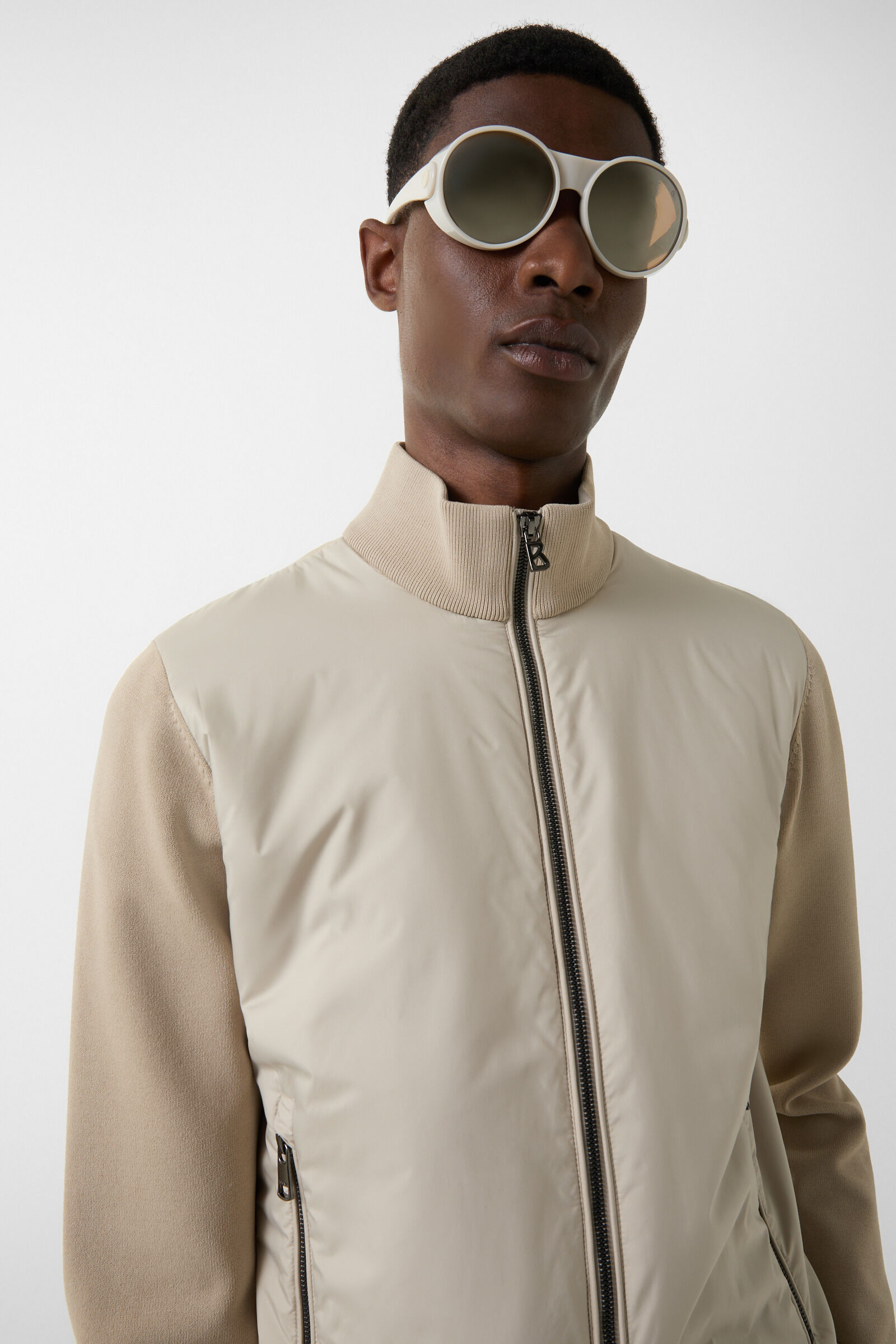 Zisco hybrid knit jacket in Sand - 5