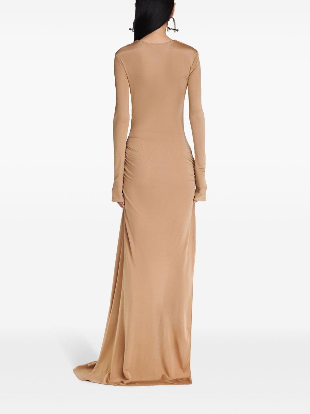 gathered-detail asymmetric maxi dress - 4
