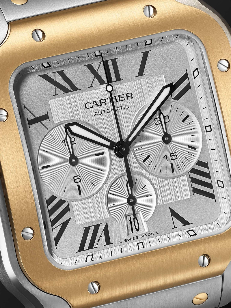 Santos de Cartier Automatic Chronograph 43.3mm Interchangeable 18-Karat Gold, Stainless Steel and Ru 5