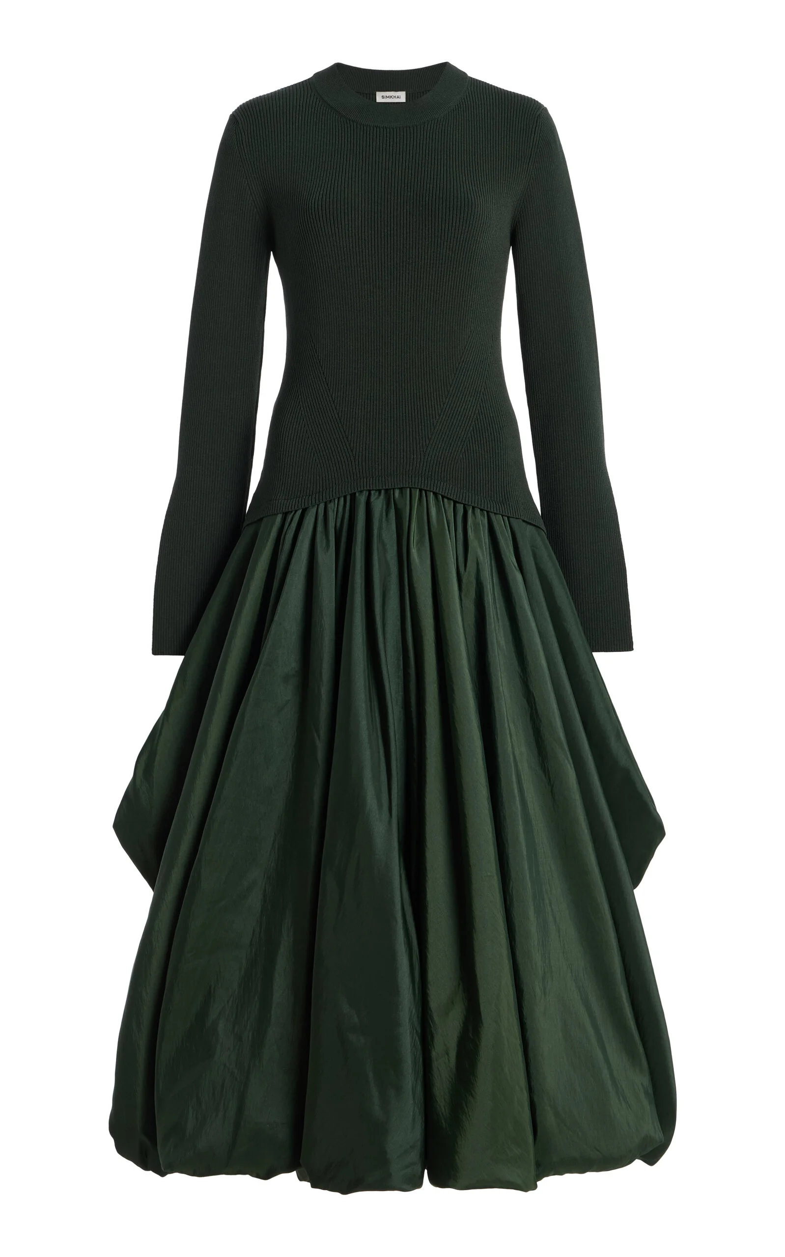Kenlie Taffeta Knit Midi Dress green - 1