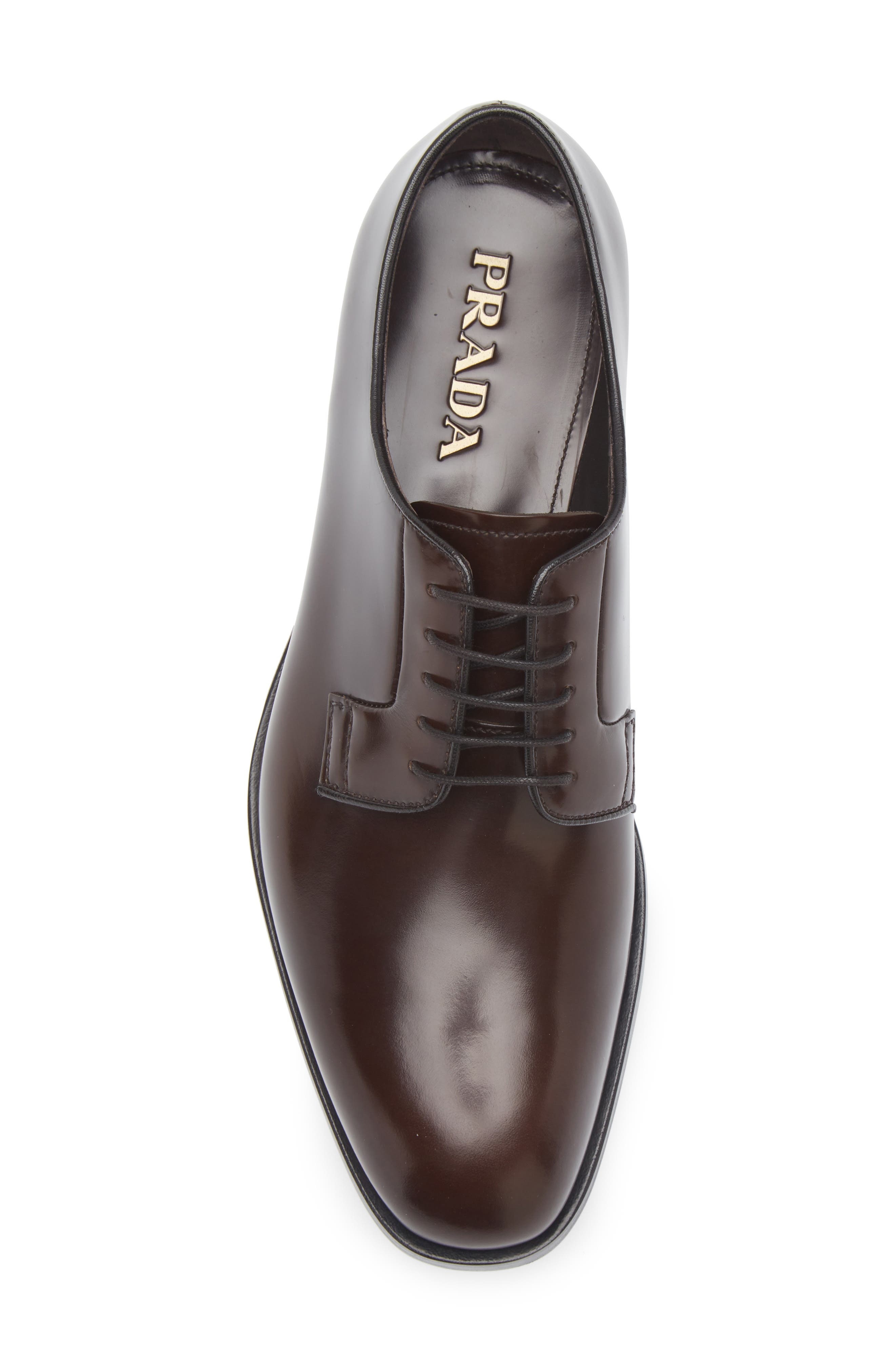 Prada Formale Spazzolato Plain Toe Derby in Bruciato at Nordstrom - 5