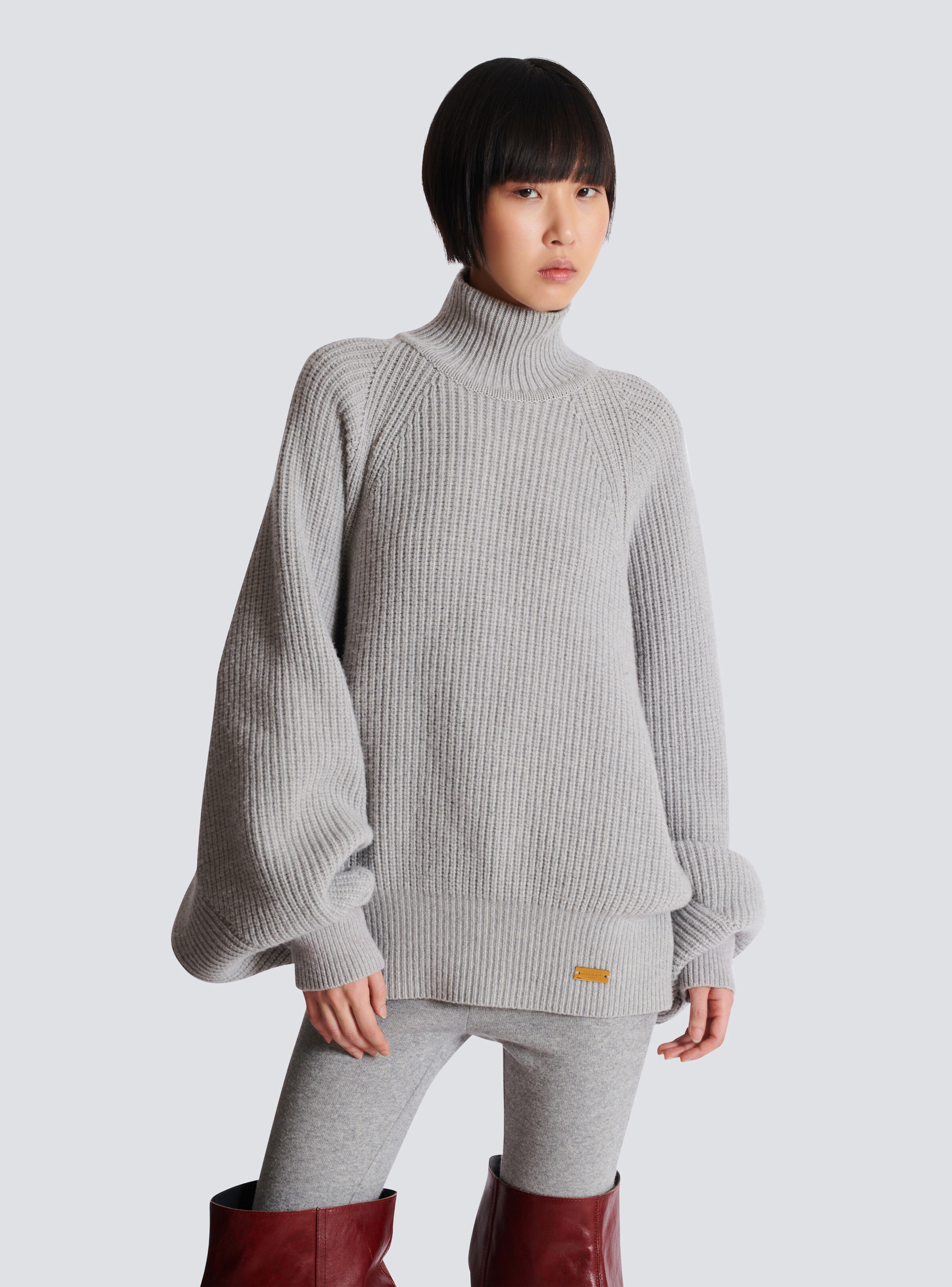 High-neck ribbed knit jumper - 6