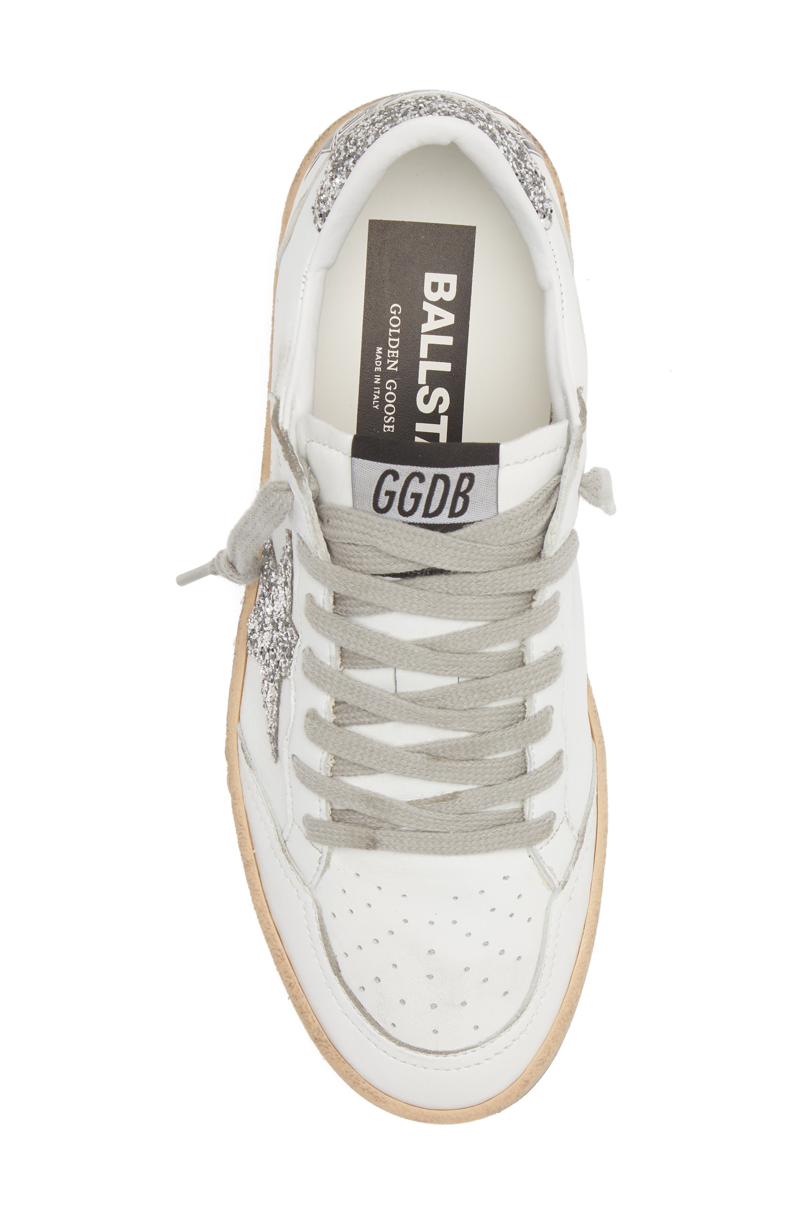 Golden Goose Ball Star Low Top Sneaker in White/Silver at Nordstrom - 5