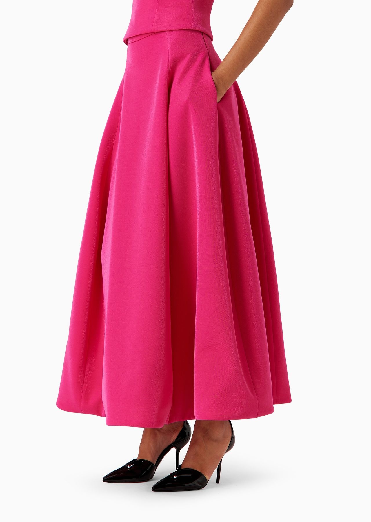 Long skirt with crinoline in shiny lurex-effect piqué - 2