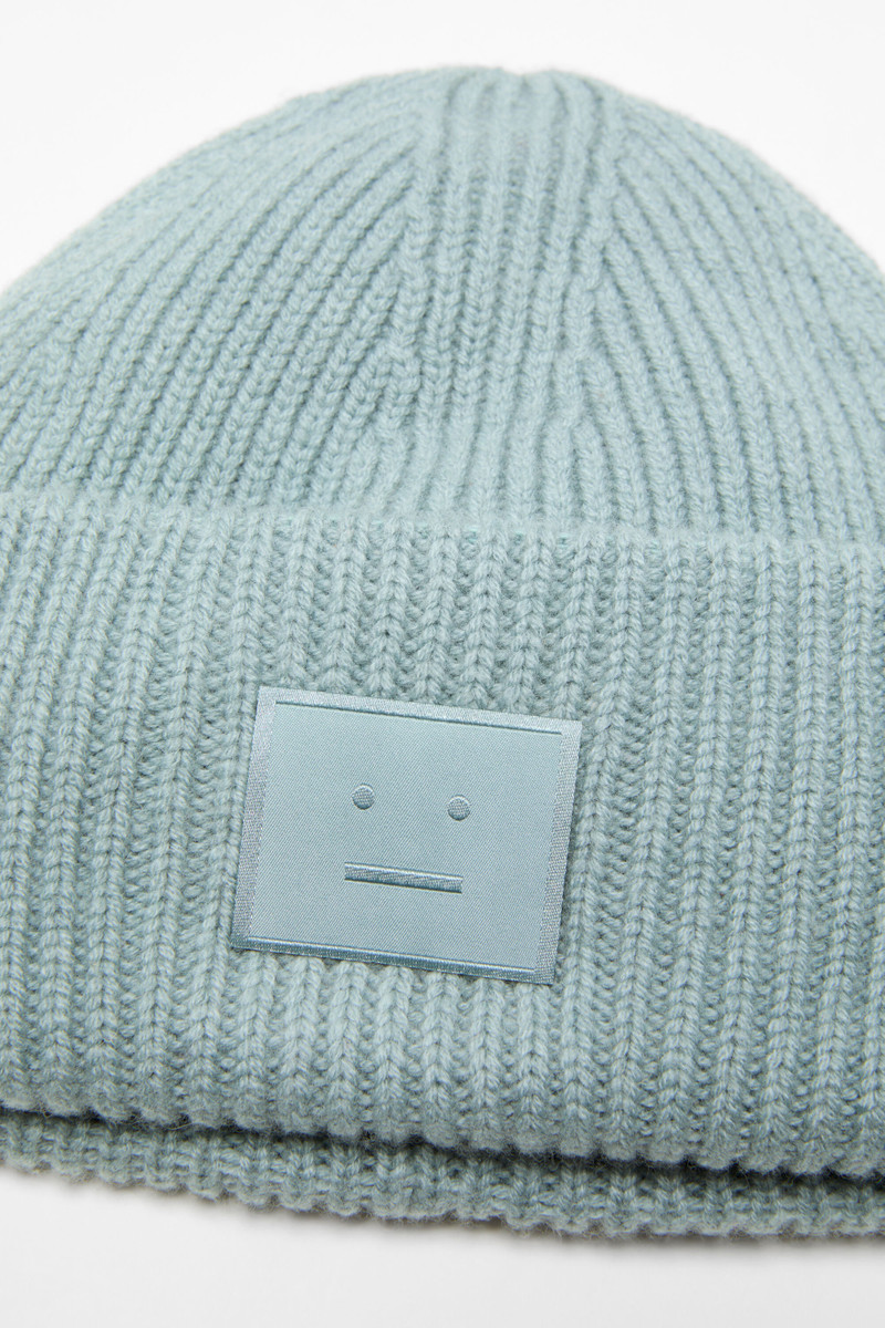 Acne Studios Large face logo beanie - Yak - Dusty blue outlook