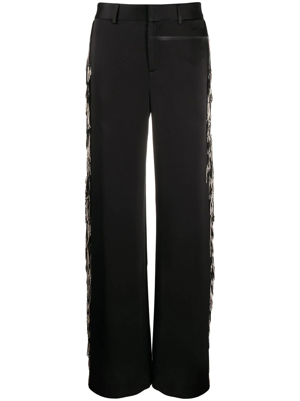 fringed satin wide-leg tuxedo trousers - 1