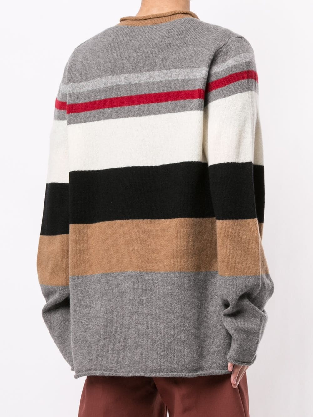 striped v-neck jumper - 4