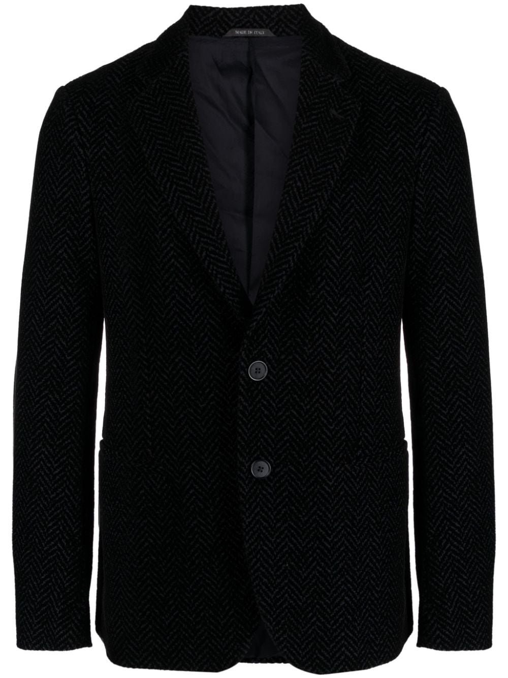 textured-finish notched-lapels blazer - 1