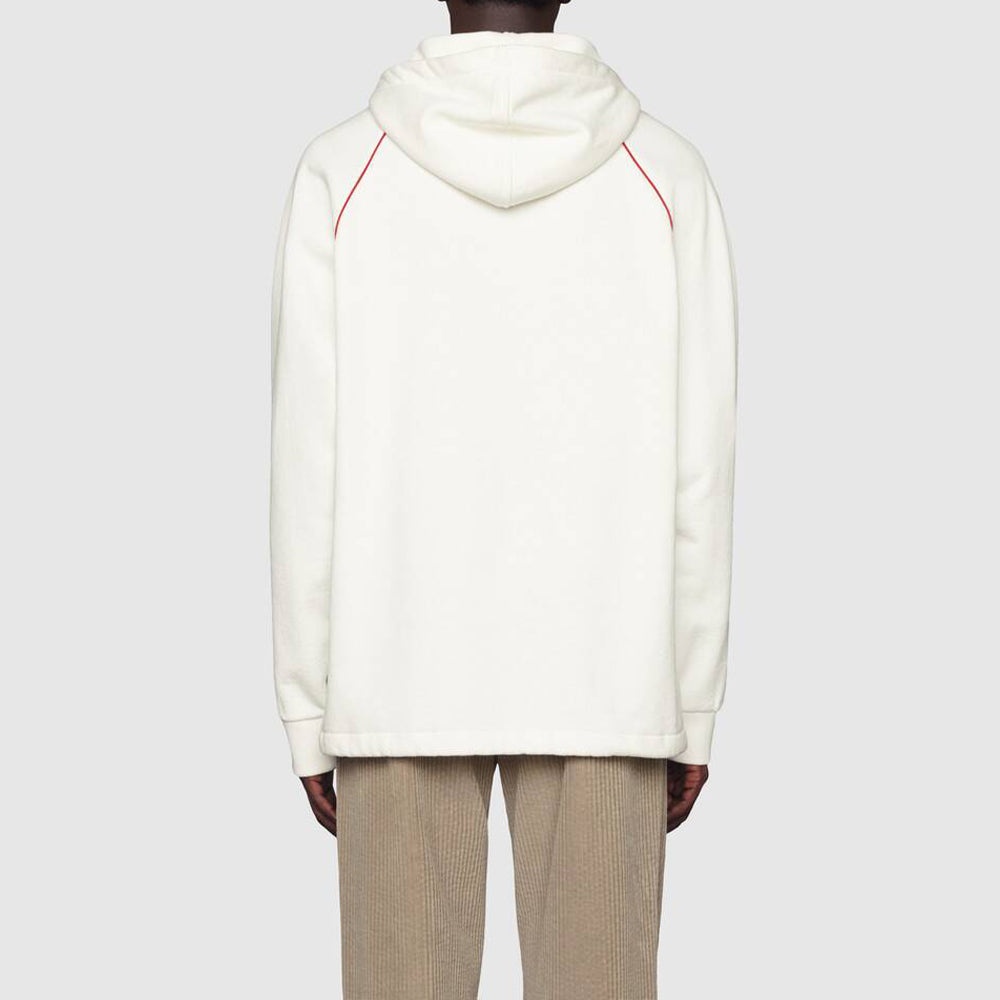 Gucci Hooded Sweatshirt With Web & Gucci Label 'Ivory' 645320-XJDAK-9146 - 3