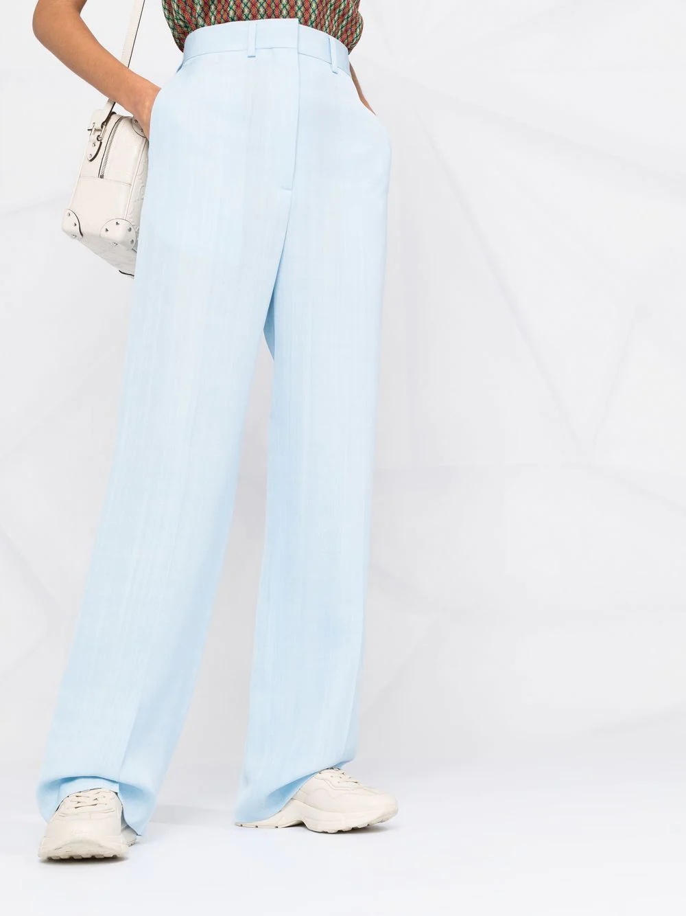 high-waisted wide-leg tailored trousers - 5