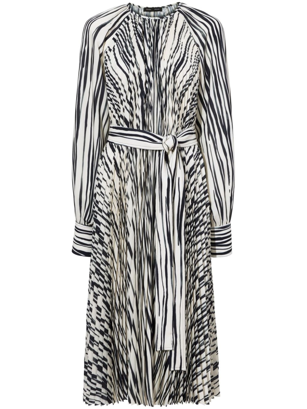 Carol stripe-print pleated dress - 1
