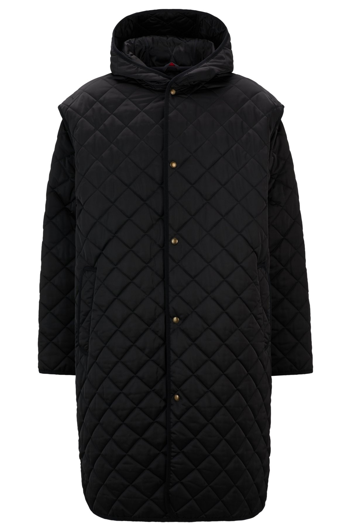 WATER-REPELLENT QUILTED COAT WITH DETACHABLE SLEEVES - 1