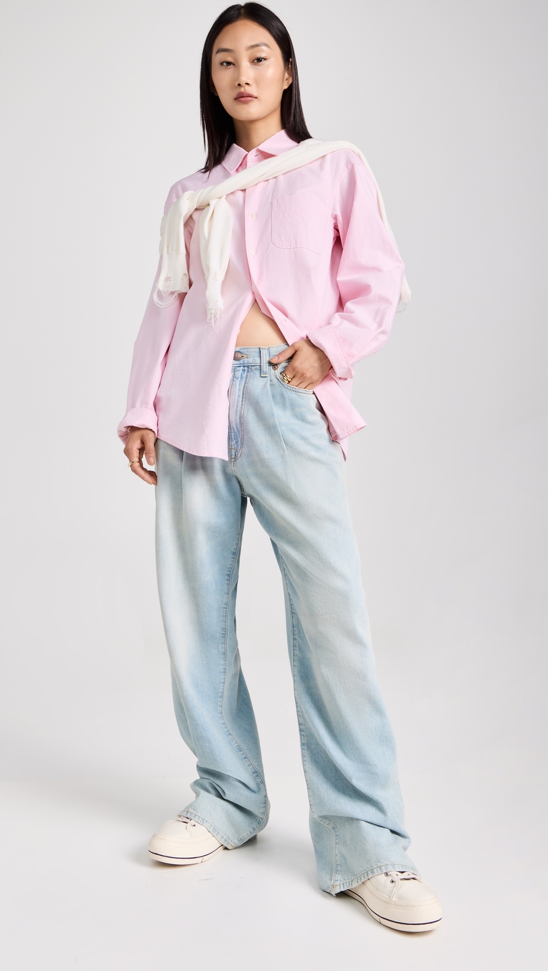 Damon Pleated Wide Leg Jeans - 8