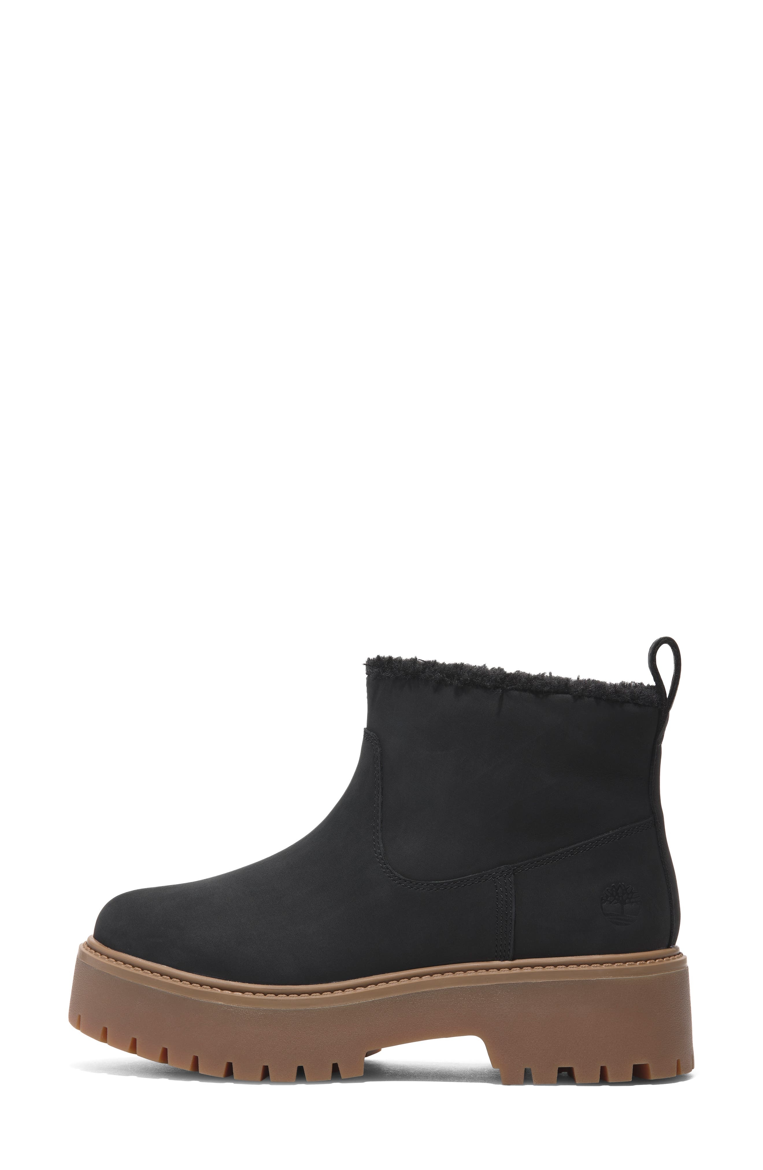 Timberland Stone Street Faux Fur Lined Bootie in Black Nubuck at Nordstrom - 9