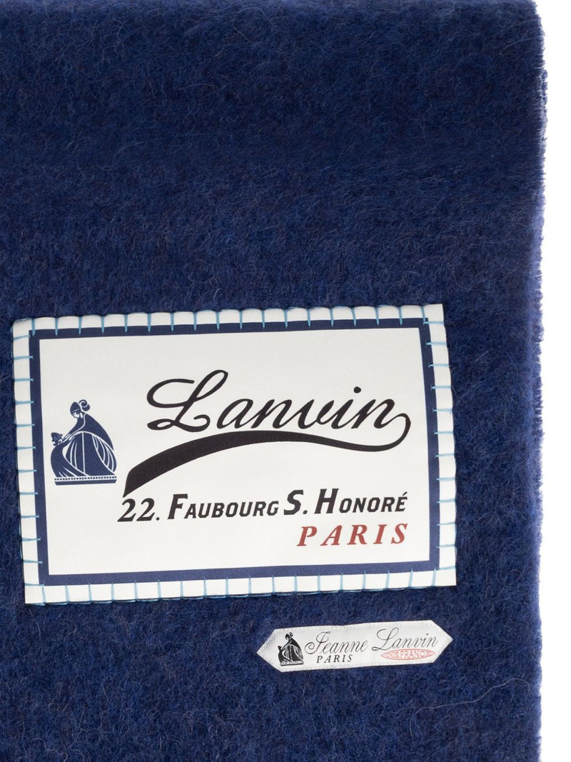Lanvin logo-appliqué fringed scarf outlook
