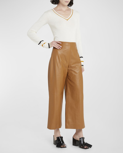 Marni Wide-Leg Leather Trousers outlook