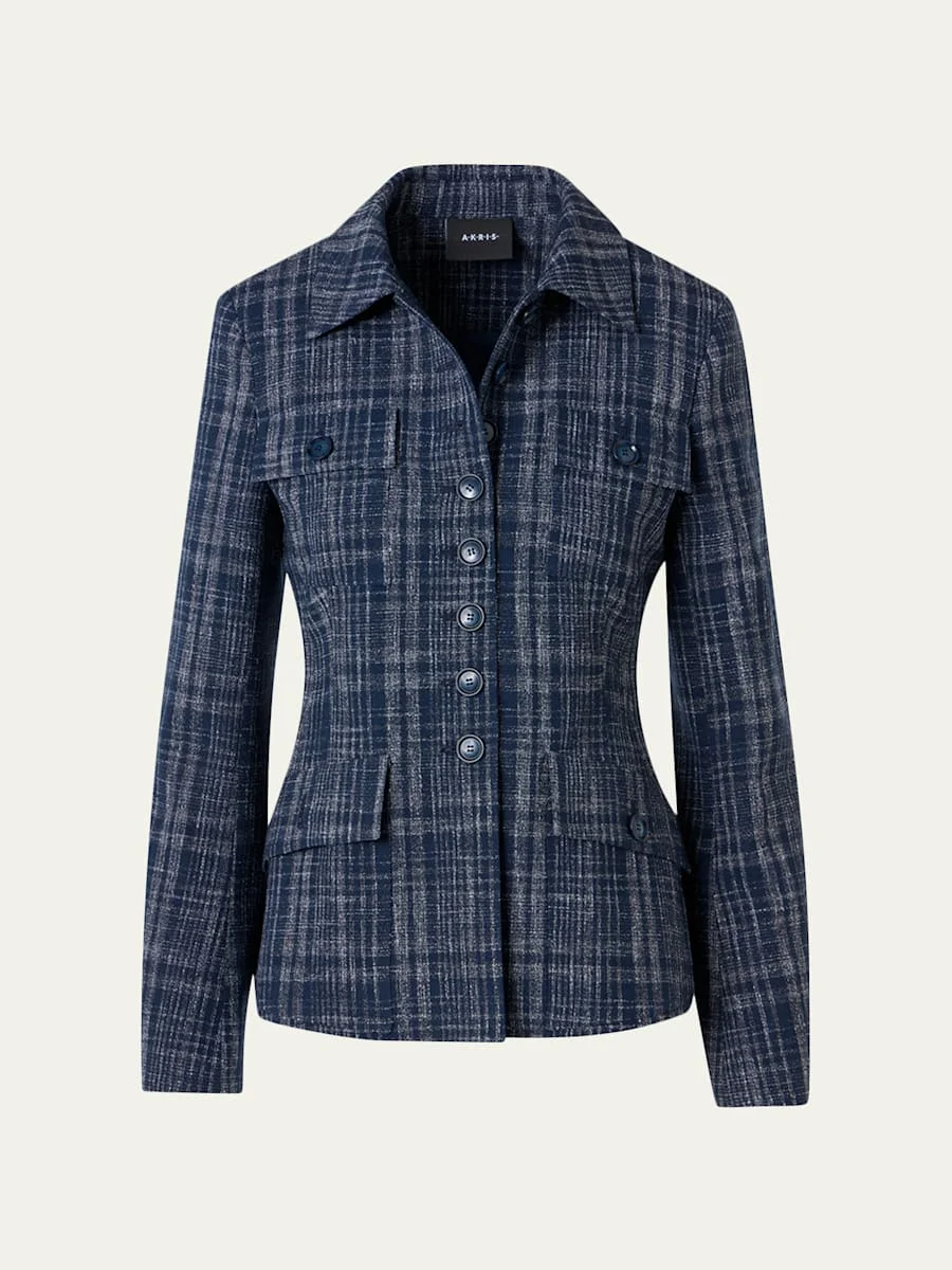 Delia Buttoned Tweed Jacket - 1