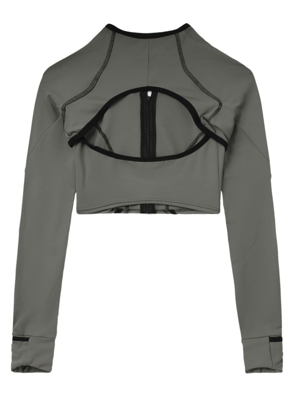 cut-out zip-up crop top - 5