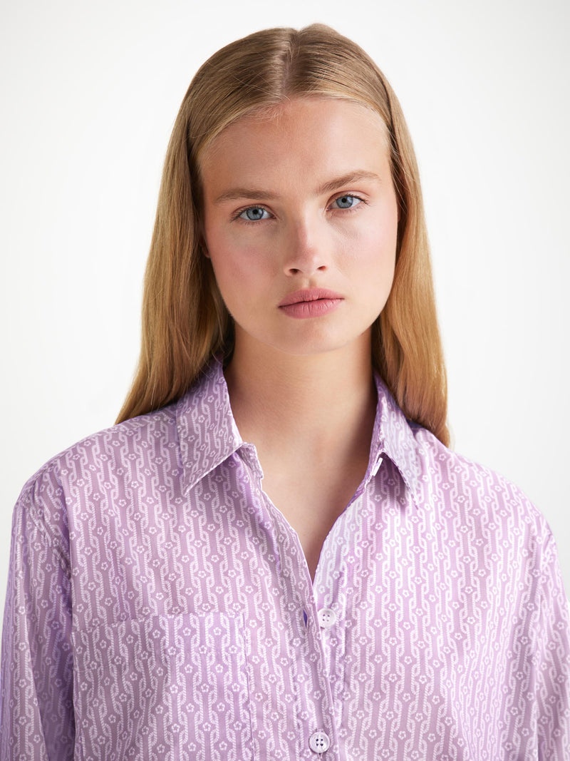 Women's Nightshirt Cotton Batiste Lilac Rope Print - 6