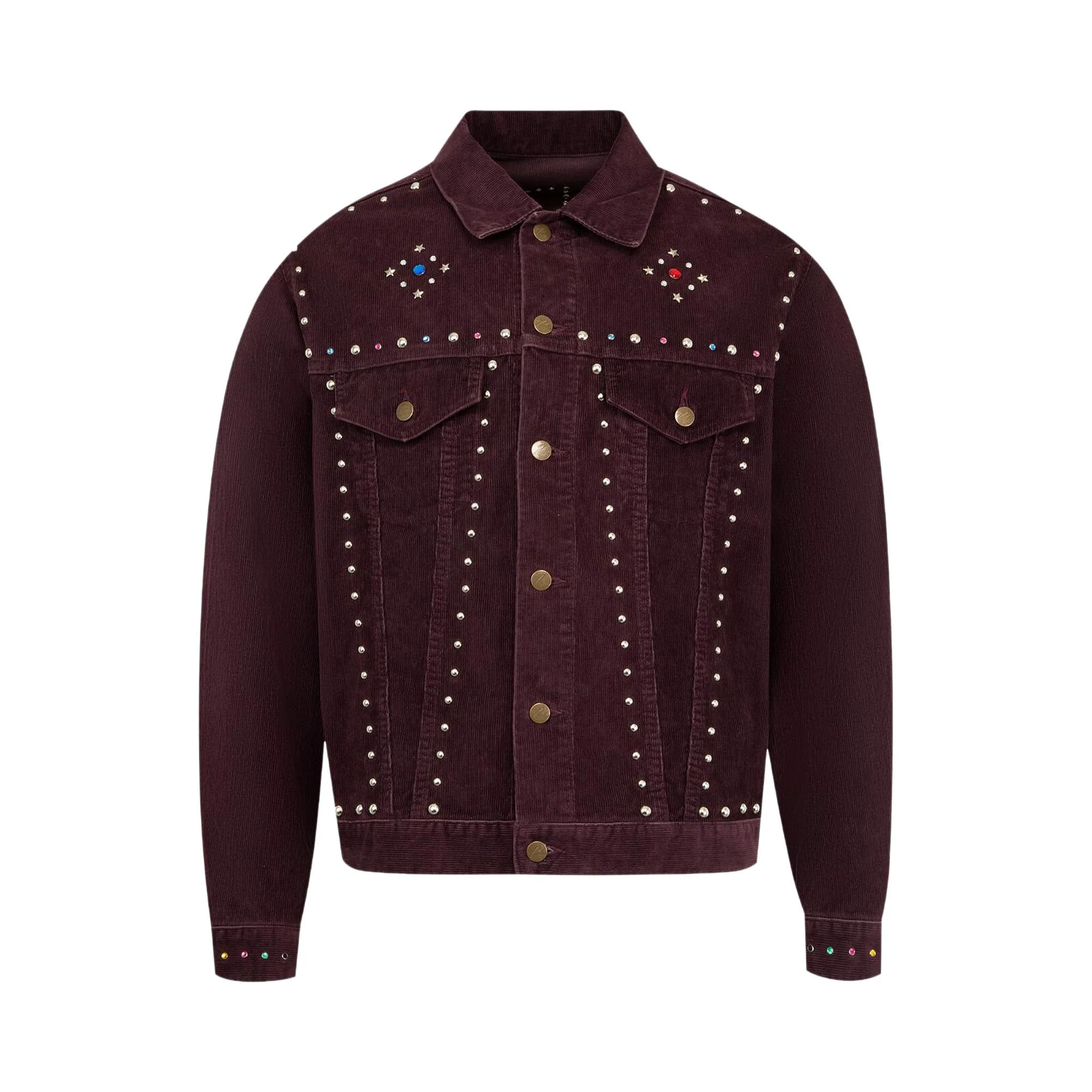 Needles Studded Jean Jacket 'Burgundy' - 1