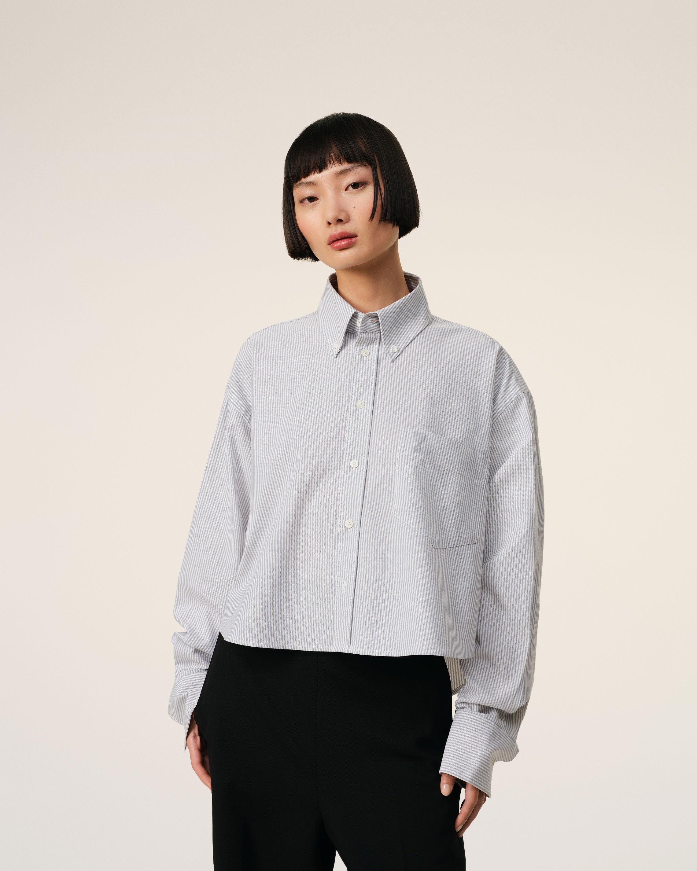 PURPLE COTTON CROPPED OVERSIZED SHIRT - 3